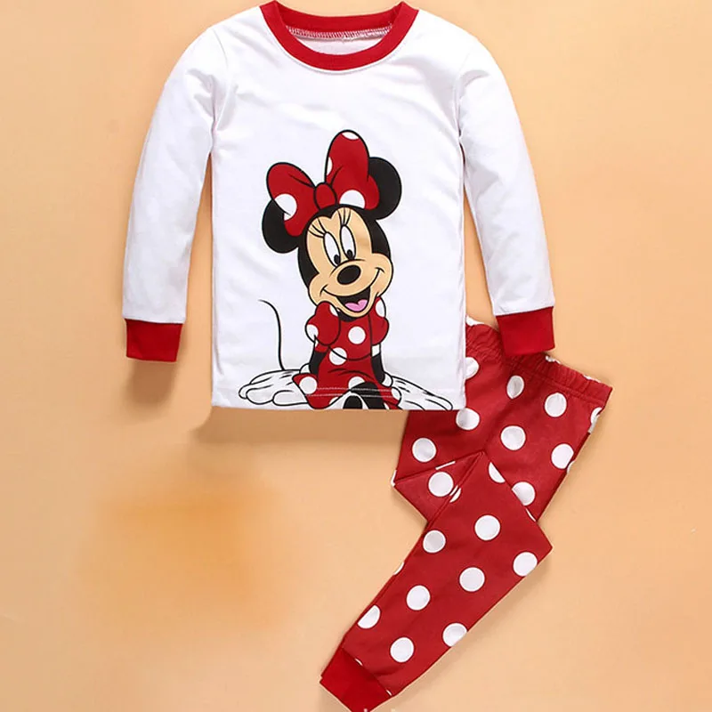 Милая детская одежда для маленьких девочек пижама в горошек с рисунком Минни
