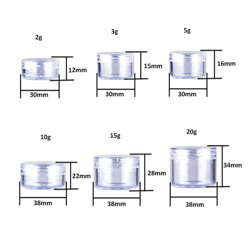 

250Pcs Lip Balm Containers 2g/3g/5g/10g/15g/20g Empty Plastic Box Makeup Jar Pots Transparent Sample Bottles Eyeshadow Cream