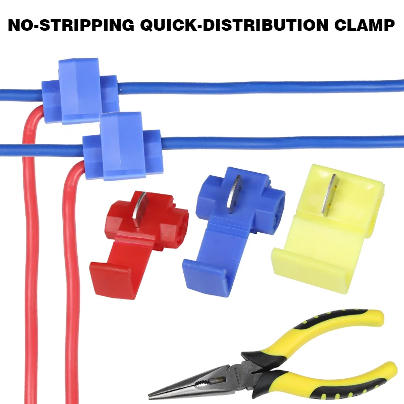 65pcs Line Connector 10-24A Terminal Joint Blue Red Quick Connection Clip Wire Crimp Splitter Lip Break Clamp Soft Distributor |