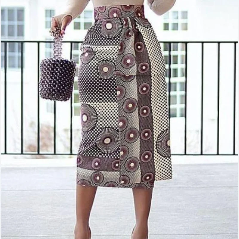 

Женские юбки с принтом, высокая талия, юбки-карандаш, миди, офисные, вечерние, элегантные, женские, Ретро стиль, Стильная мода, пэчворк, асимме...