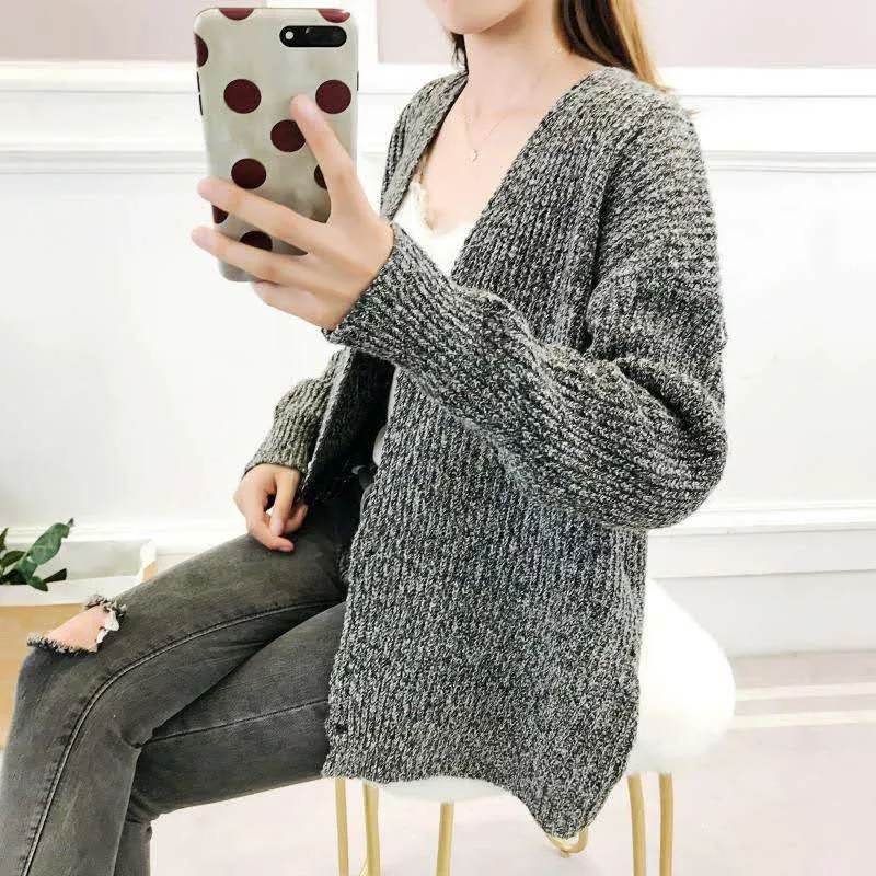 

New Knit Sweater Women winter warm Casual Solid color Long Sleeve Button Sweater Cardigans Knit Top Blouse#guahao