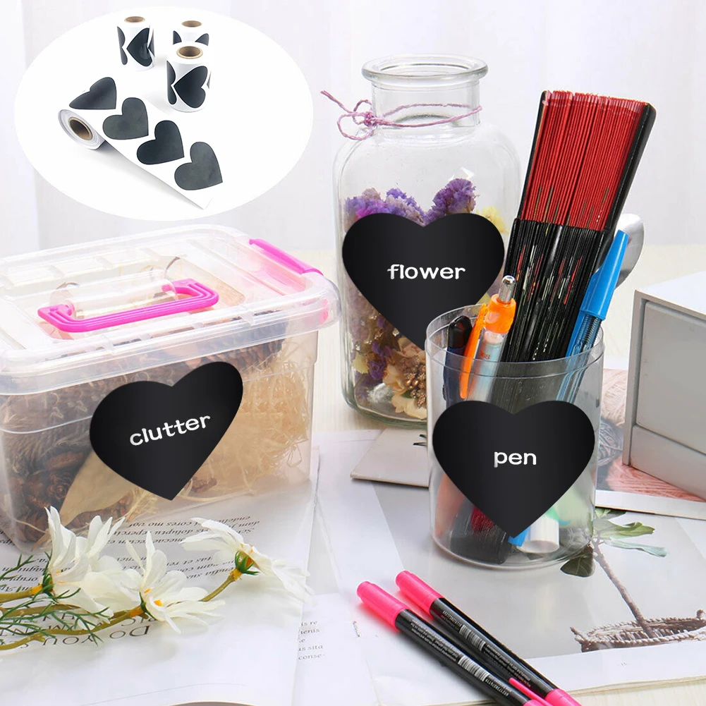 

Storage Organizer Bottles Heart-shaped Labels Blackboard Stickers Kitchen with Sticker Adhesive