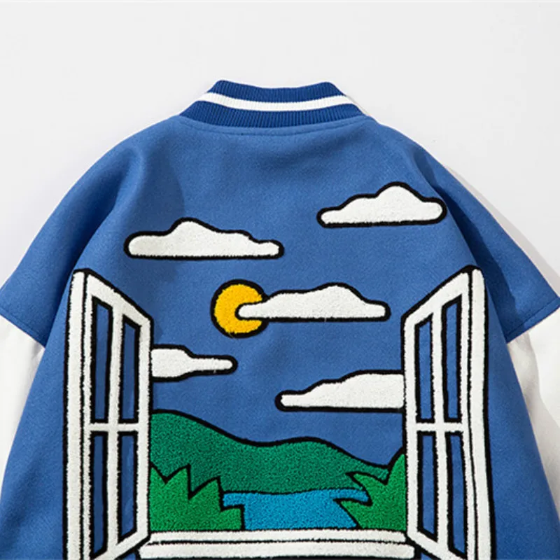 

Baseball Jacket Mens Hip Hop Harajuku Streetwear Letter Embroidery Casual Cotton College Bomber Jacket Fashion Men Clothing