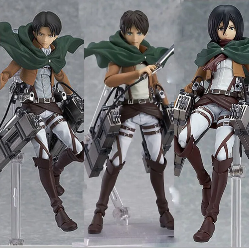 

15cm Japanese Anime Attack on Titan Levi Eren Yeager Mikasa Ackerman PVC action figure toy collection model doll gift