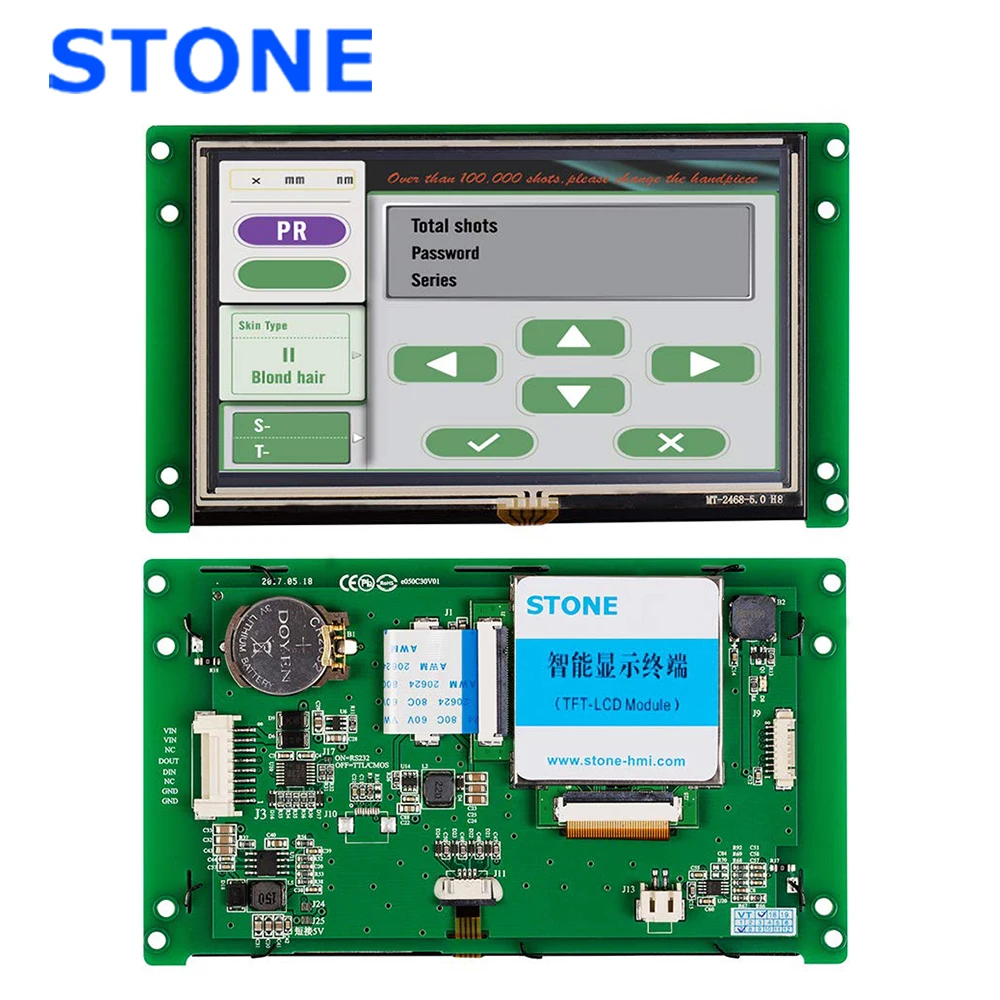 5 Inch 480x272 LCD Panel with Controller + TTL RS232 RS485 Port + Touch Screen Support Any MCU  STVI050WT-01
