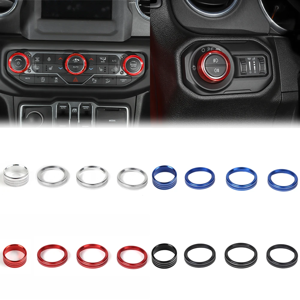 Для Jeep Wrangler JL, автомобильные фары, переключатель переменного тока, кнопка, отделка, Прочные Кольца из алюминиевого сплава, 4 шт., аксессуары для авто украшения