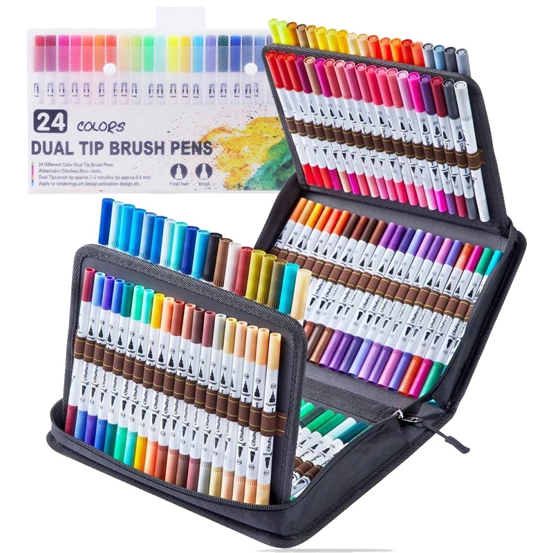 

Soft Tip Brush Watercolor Marker Pen Fineliner Felt Art supplies Markers Water Based Highlighter for Drawing Sketch Color manga