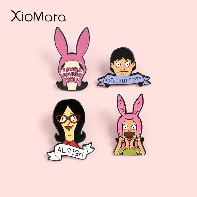 

Animation Enamel Pins Family Burger Shop Brooches Badges Clothes Bag Cartoon Pins Jewelry Gift for Friends