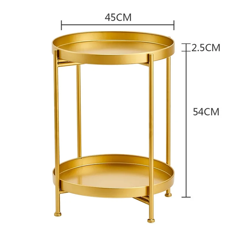 

Nordic Simple Iron Double-layer Tea Table Modern Metal Black Small round Table Living Room Sofa Creative Corner Coffee Table