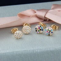 funmode luxury round multicolor cz stud earrings for women jewelry accessories club party punk earrings brincos fe174