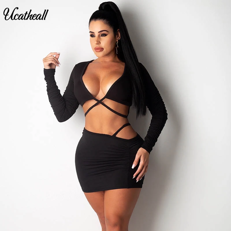 

Элегантное осеннее однотонное облегающее женское платье сексуальный v-образный вырез с мини-юбкой и длинным рукавом женское платье из цель...