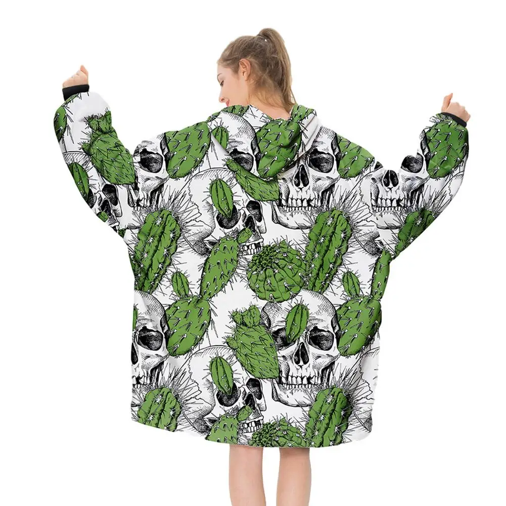 

Oversized Hoodie Sweatshirt Wearable Blankets Lazy Blanket Hooded Pullover Sweater Casual Warm Pajamas TV Blanket For Adults