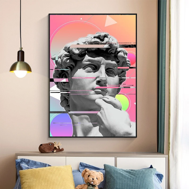 Граффити Искусство Забавный Давид постеры вапорволновая скульптура Давида
