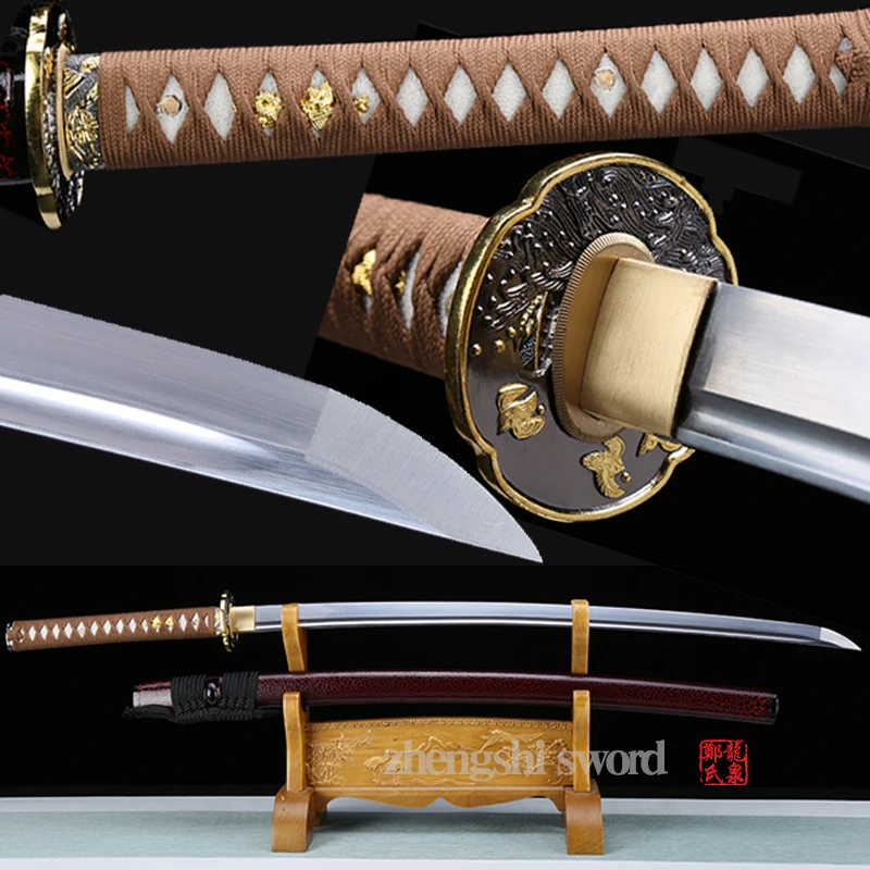 Katana Новое поступление, ручная работа, Полный Тан, Настоящая японская катана, 1060 углеродистая сталь, острый край, меч самурая, деревянная оболочка для продажи - Color: Katana