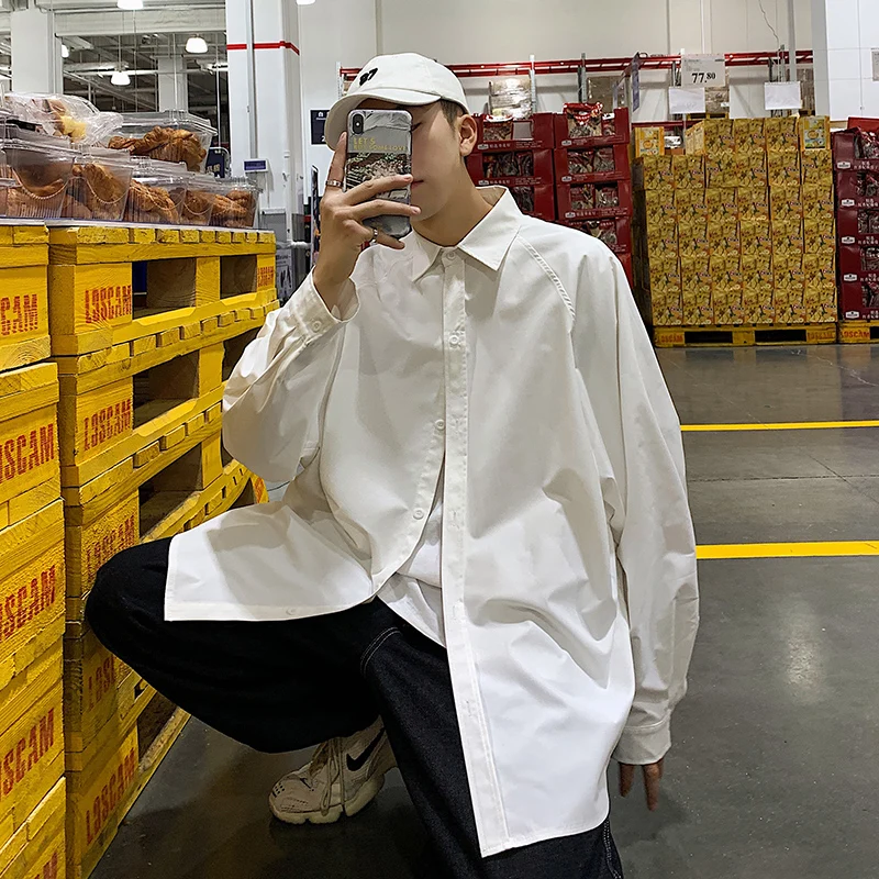 Рубашка Корейская универсальная Осенняя Новая корейская модная мужская белая