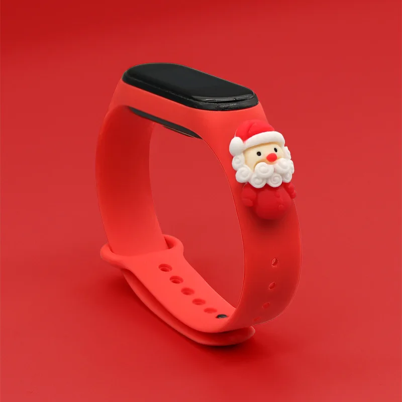 Ремешок для часов Mi Band 6 5 4 3 рождественский подарок силиконовый