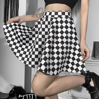 harajuku skirt sexy high waist overskirt in summer sexy skirt gothic skirt y2k skirt dark girl contrast plaid stitching skirt