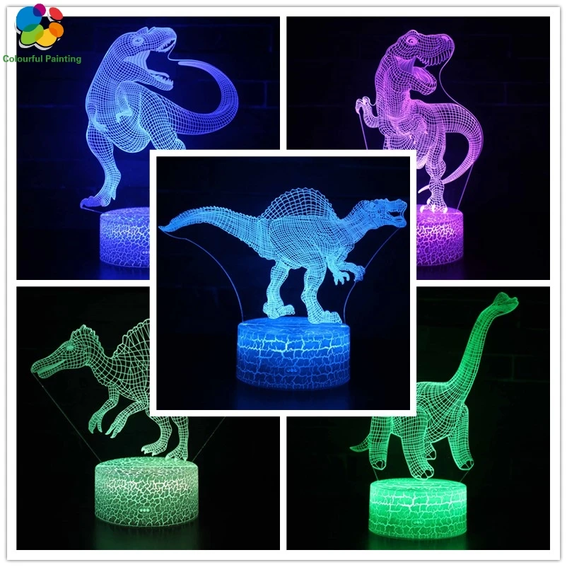 Динозавр дистанционного управления 3D свет светодиодный трещины база Иллюзия