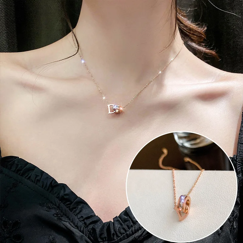 

Fashion Crystal Butterfly Collarbone Chain Titanium Steel Necklace Jewelry Women Stylish Design Temperamental Choker Necklace