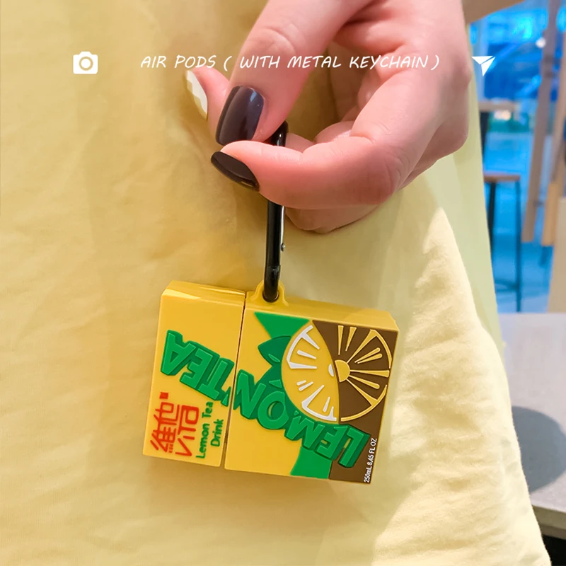 For Apple Airpods 2 1 Earphone Case Charging Funny Lemon Tea Drink Bag Cover Accessories | Электроника