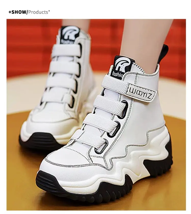 

Кеды женские с круглым носком, высокие кроссовки, на толстой подошве, на шнуровке, дышащие, повседневная обувь, осень