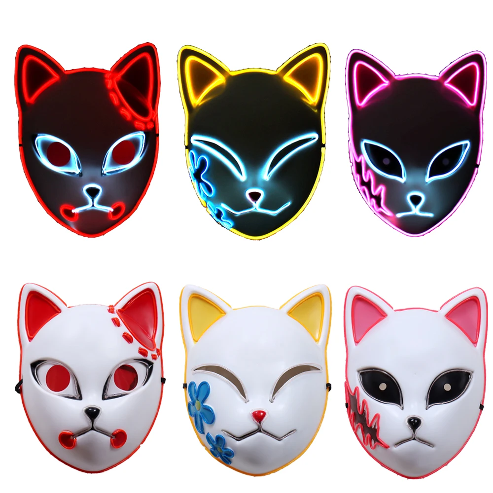 

Demon Slayer Tanjirou Mask Kimetsu No Yaiba Sabito Mascarilla Anime Masks Makomo Cosplay Masques Halloween Costume Mascaras LED