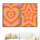 Ретро плакаты и принты 60s 70s психоделический веселый сердец Картина на холсте поп настенные картины для гостиной украшение для дома
