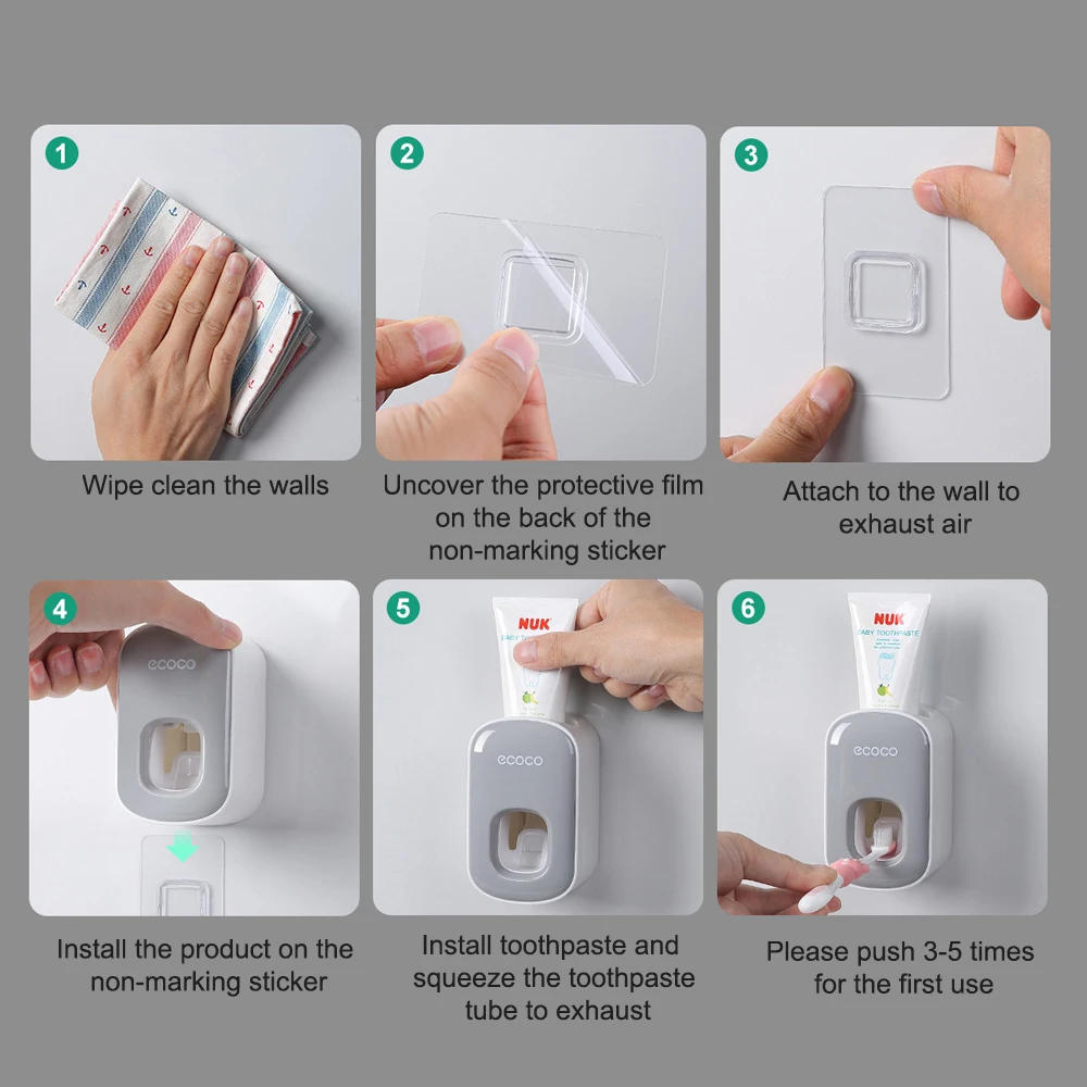Automatic Toothpaste Dispenser Wall Mount Toothbrush Holder Bathroom Accessories Set Squeezer for | Дом и сад