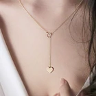 Модное простое металлическое ожерелье в форме сердца, очаровательное женское ожерелье золотого цвета, цепочка до ключиц, Свадебная и вечерняя бижутерия, подарки