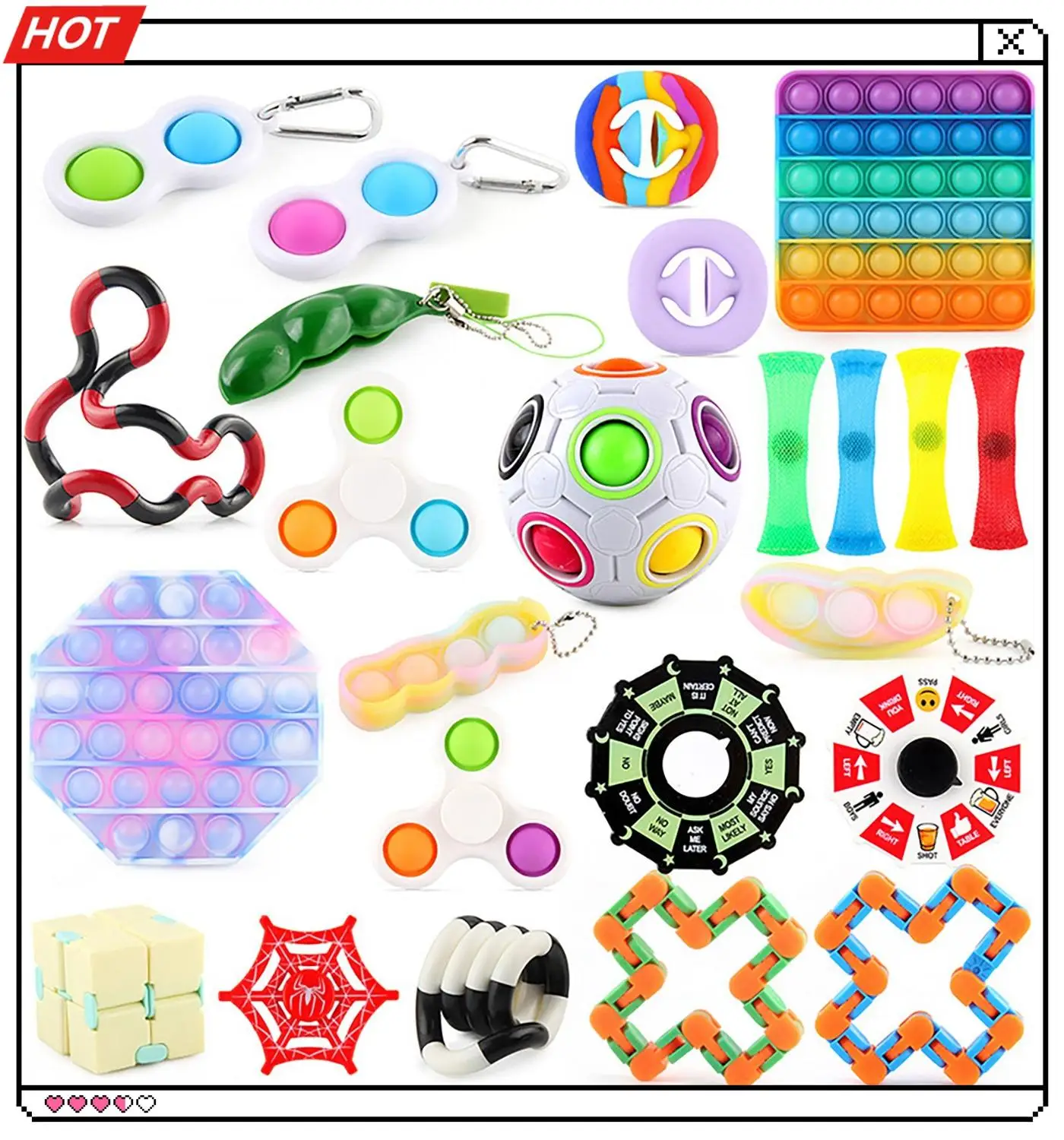 

Игрушки-антистресс, набор эластичных струн, подарочная упаковка, сжимаемые игрушки для взрослых и детей, снятие стресса