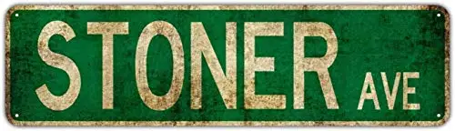 

Stoner Ave Street Sign Vintage Rustic Retro Wall Decor Funny Metal Tin Sign 4x16 Inch