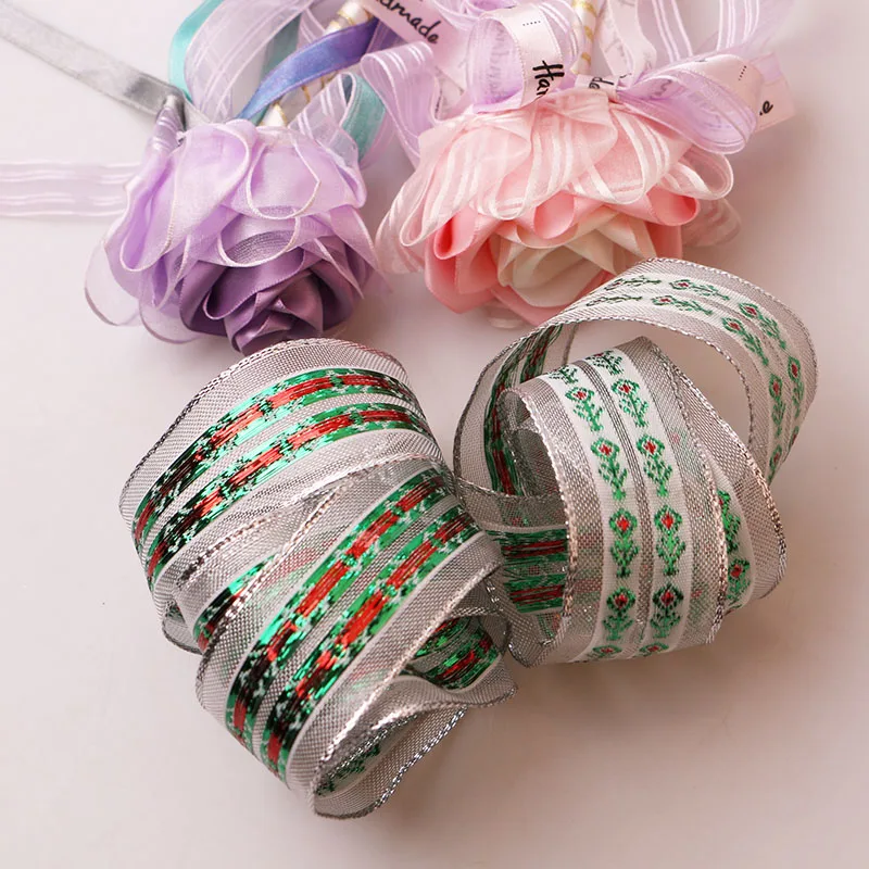 5 ярдов красивой шелковой пряжи двухсторонняя прозрачная лента Свадебные