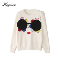 french small group 2020 autumn heavy industry flower pattern youth aging base knit long sleeve sweater top female b 116