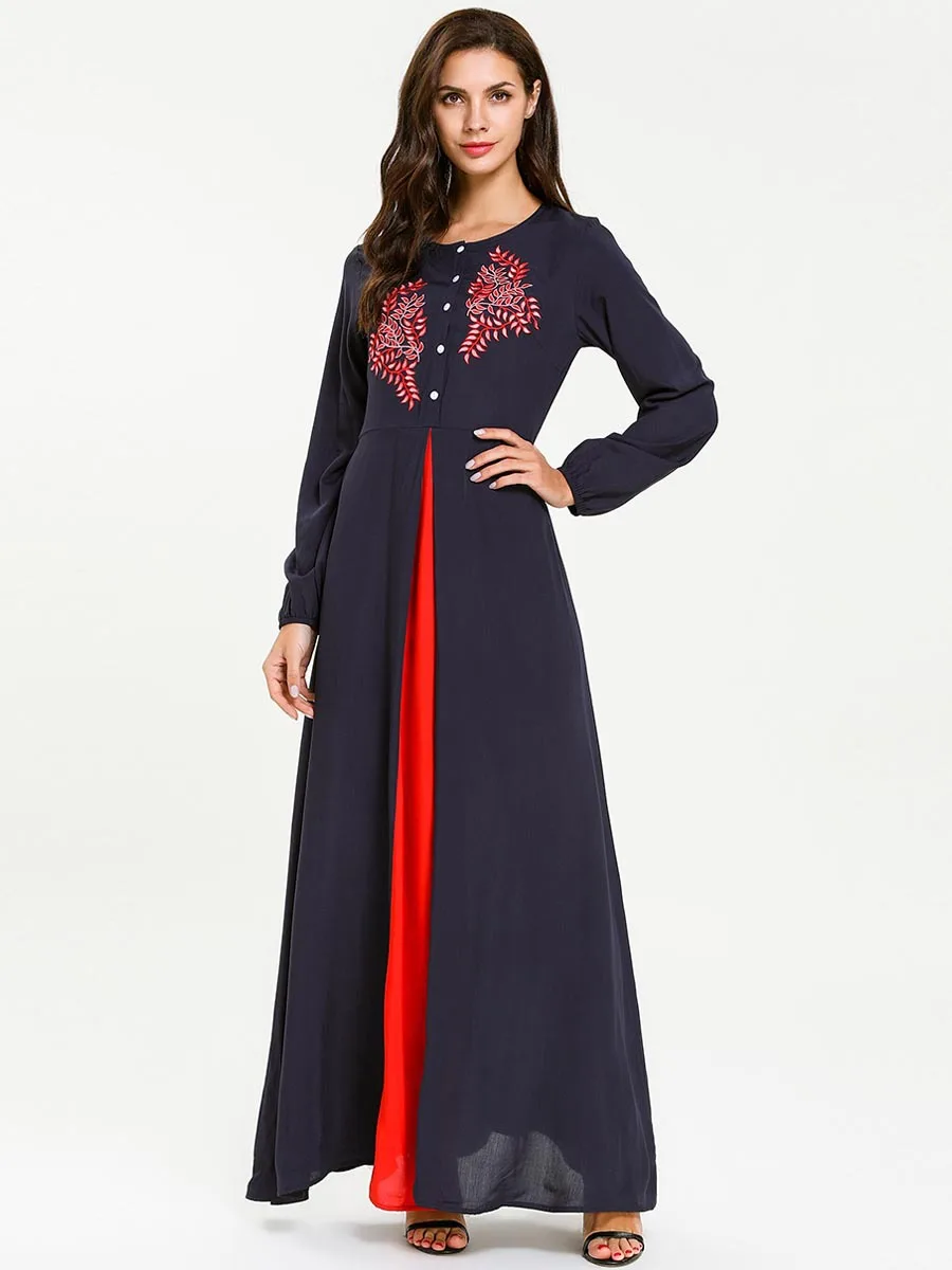 Islamic Clothing Muslim Hijab Dress Women Abaya Kaftan Front Placket Single Breasted Long Robe Elbise Islam Turkey Arab Dresses |