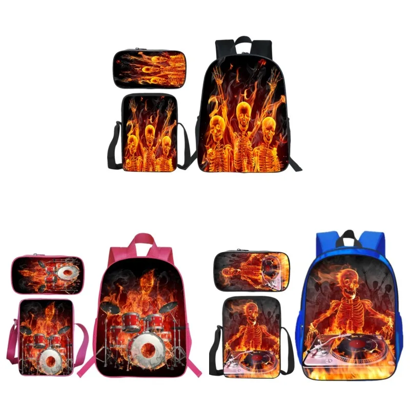 

3 шт./компл. модные школьные рюкзаки для мальчиков с 3D-принтом черепа, детские школьные сумки для детей, школьные сумки для детского сада, сум...