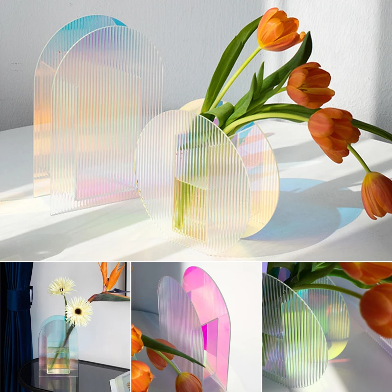 

Transparent Vase Simple Acrylic Ornaments Living Room Bedroom Dried Flowers Hydroponics Decoration xqmg Home Decor Vases Garden