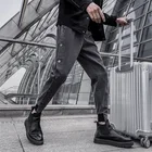 Джинсы мужские с зауженной талией, хлопок, повседневные укороченные брюки-карандаш, на пуговицах, в Корейском стиле, Черные Серые, весна-лето