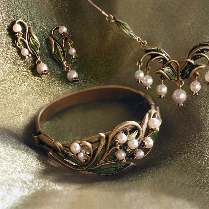 Свадебные серьги в виде цветка ланлии с подвеской и жемчугом искусство