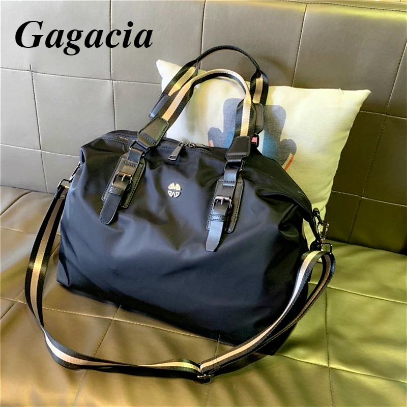GAGACIA Women's Travel Tote Bag For Woman Nylon Handbag Black Female Large Capacity Storage Bags Fashion Overnight Weekender Bag