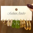 Набор серег 5 пар, простые серьги из акрилового сплава с металлическим жемчугом, креативный подарок для женщин, бижутерия