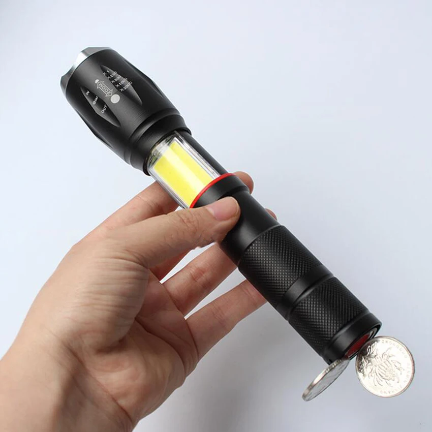 LED Flashlight 350 Lumen COB + T6 Light with 6 Modes Zoomable Magnetic Waterproof Powerful Camping and Emergency Flashlights | Освещение