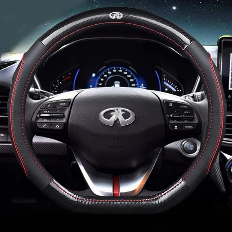 

For Infiniti QX30 QX4 QX50 QX56 QX60 QX70 QX80 Q30 Q45 Q50 Q60 Q70 Accessories Genuine Leather Car Steering Wheel Covers 38CM