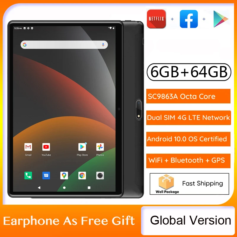 Планшетный ПК Android 10 0 глобальная версия 4G LTE Восьмиядерный процессор память 64 ГБ
