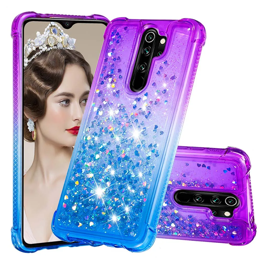 Чехол funda Redmi Note 8 Pro блестящий динамический жидкий противоударный чехол для Xiaomi