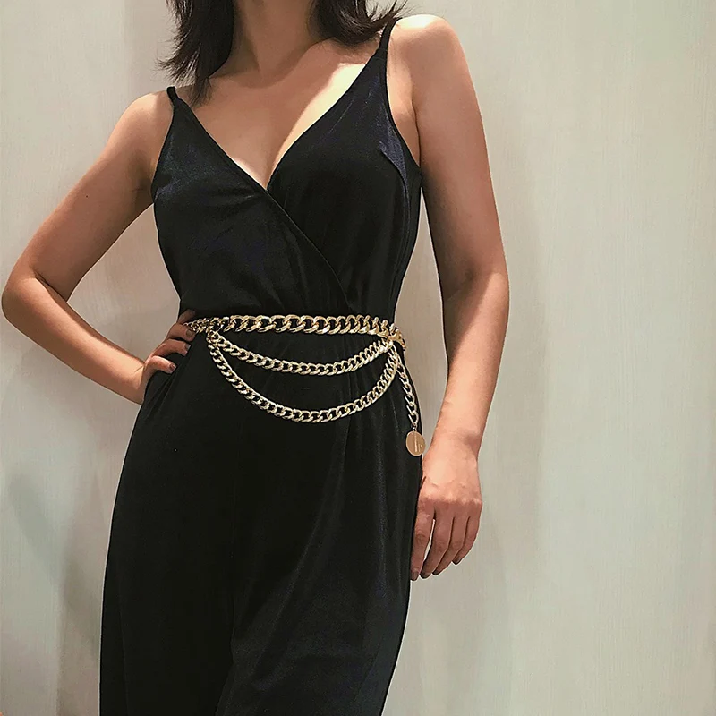 Модное женское платье с кисточками золотистый ремень цепочка роскошный