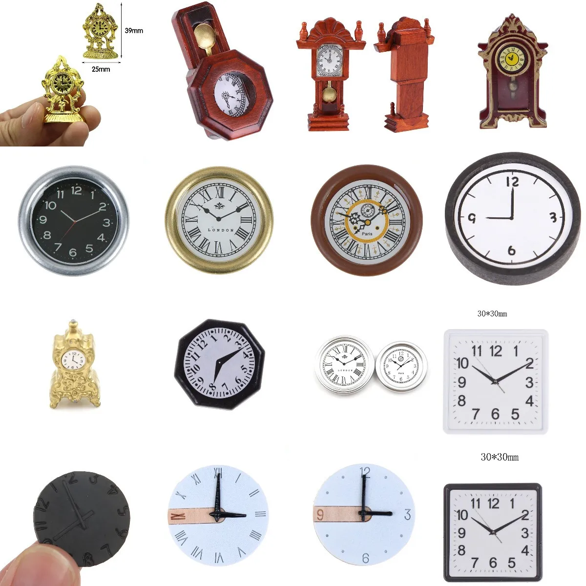 

1:12 Scale Resin Dollhouse Miniature Wall Clock Play Doll House Miniaturas Home Decor Accessories Toy Pretend Play Furniture Toy