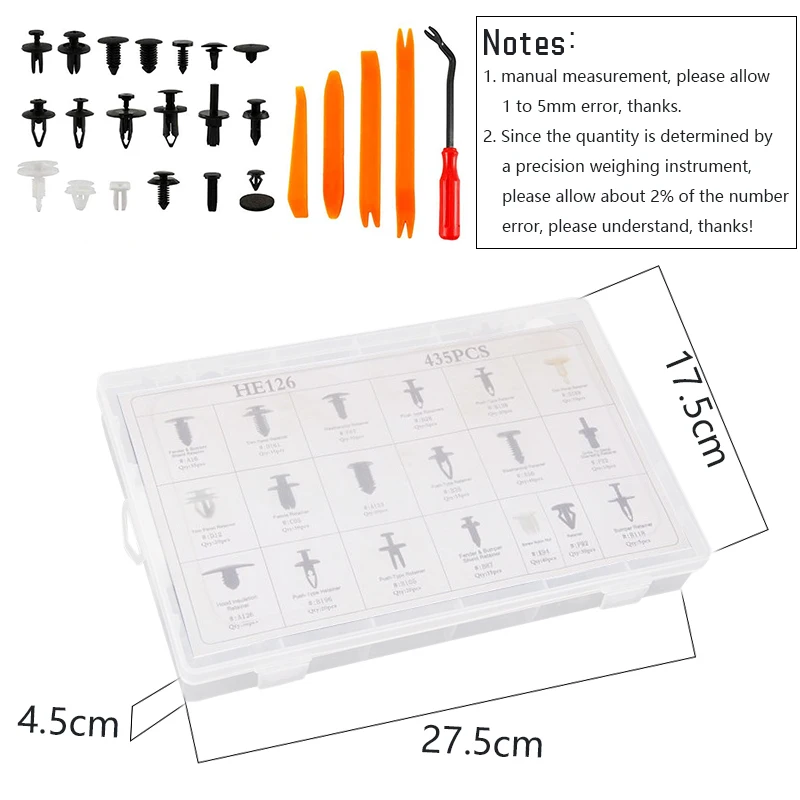 435 шт Ассорти пластиковых зажимов для кузова автомобиля заклепка отделка