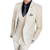 jacket vest pants luxury brand boutique fashion solid color slim formal mens three piece suit groom wedding dress stage