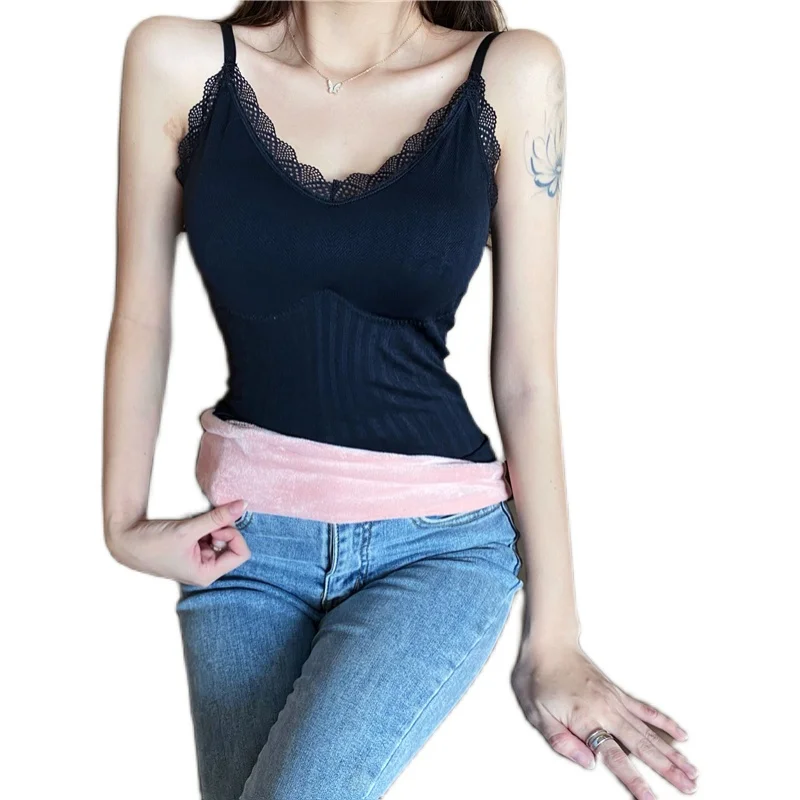 

Warm underwear thickened with velveteen fall tops with lace, lace, and flawless bottom tops