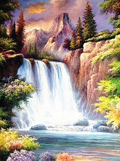 Полная Алмазная вышивка водопад пейзаж картина крестиком декорации Домашнее